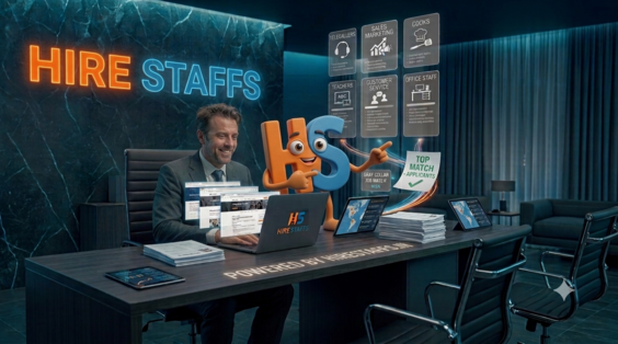 Employer interviewing and hiring candidates through HireStaffs